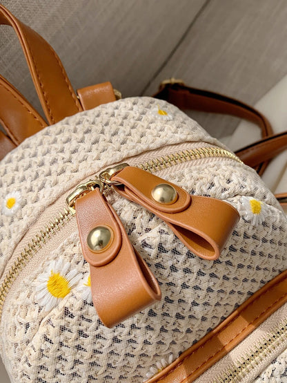 Linda Floral Embroidered Straw Bag