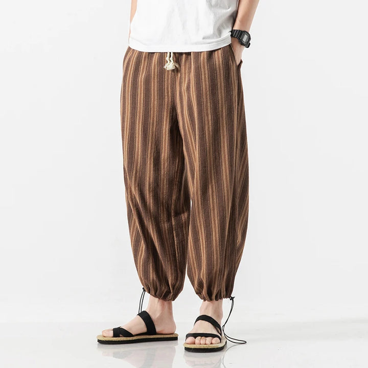 Larrs Casual Stripe Harem Pants - Loose Fit Streetwear Joggers