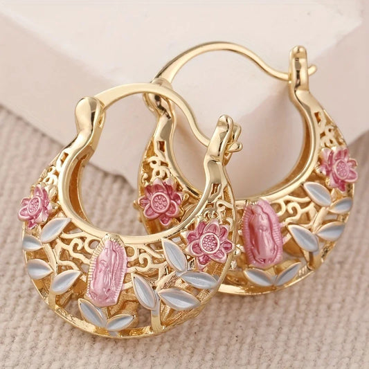 Floravine™ Retro Floral Gold Hoop Jewelry
