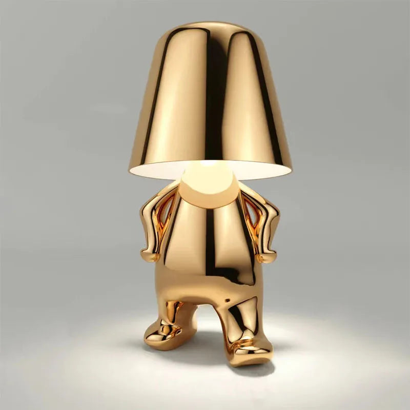 "I Have an Idea" Modern Bronze Thinker Lamps  - Rechargeable and Hardwire Options