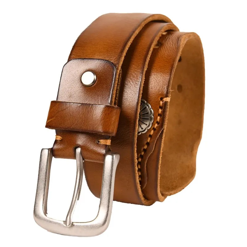 Retro Denim Style Genuine Leather Belt