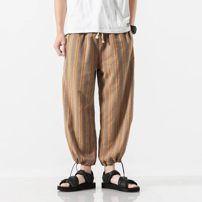 Larrs Casual Stripe Harem Pants - Loose Fit Streetwear Joggers