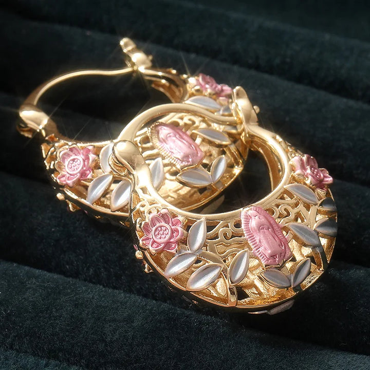 Floravine™ Retro Floral Gold Hoop Jewelry