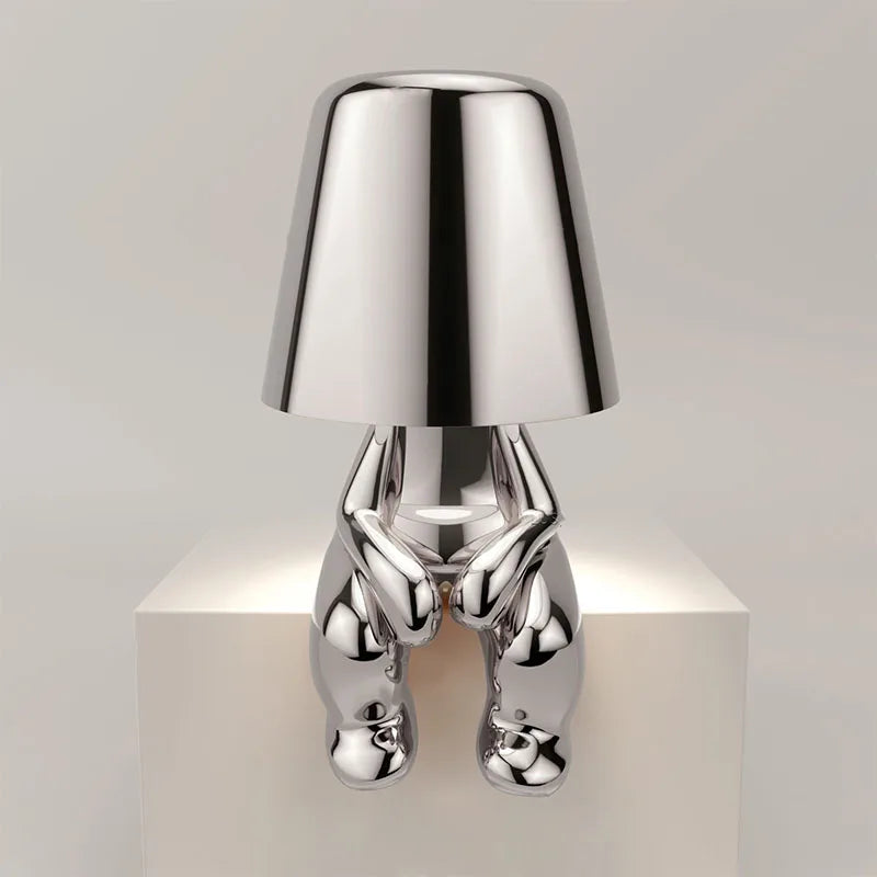 "I Have an Idea" Modern Bronze Thinker Lamps  - Rechargeable and Hardwire Options