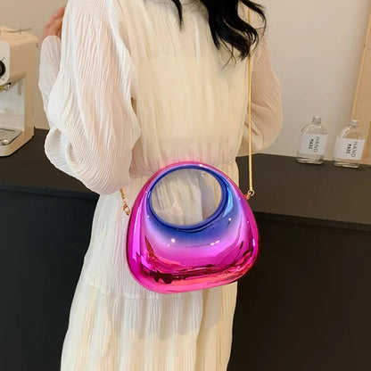 Emma Glossy Acrylic Half-Moon Handbag