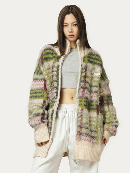 Evelyn Contrast Color Plaid Sweater – Slouchy & Stylish