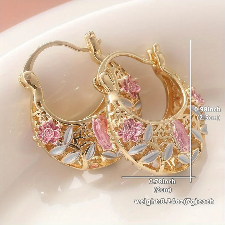 Floravine™ Retro Floral Gold Hoop Jewelry