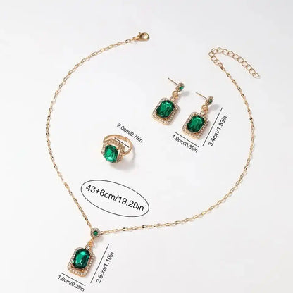 Regale™ Crystal -Accented Emerald Watch & Jewelry Ensemble