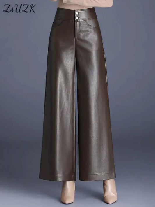 Elegant Women’s Warm Leather Trousers