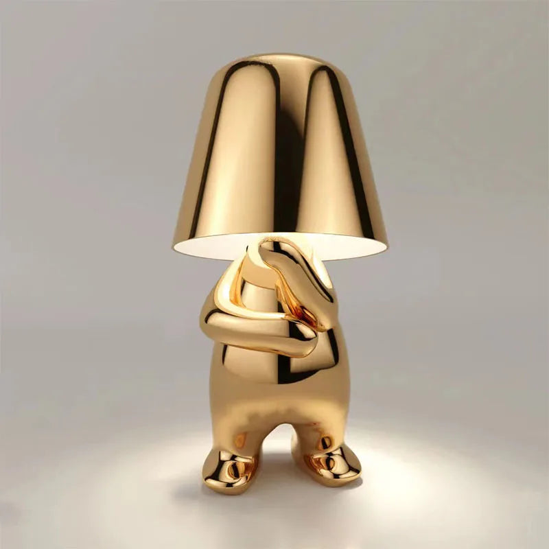 "I Have an Idea" Modern Bronze Thinker Lamps  - Rechargeable and Hardwire Options