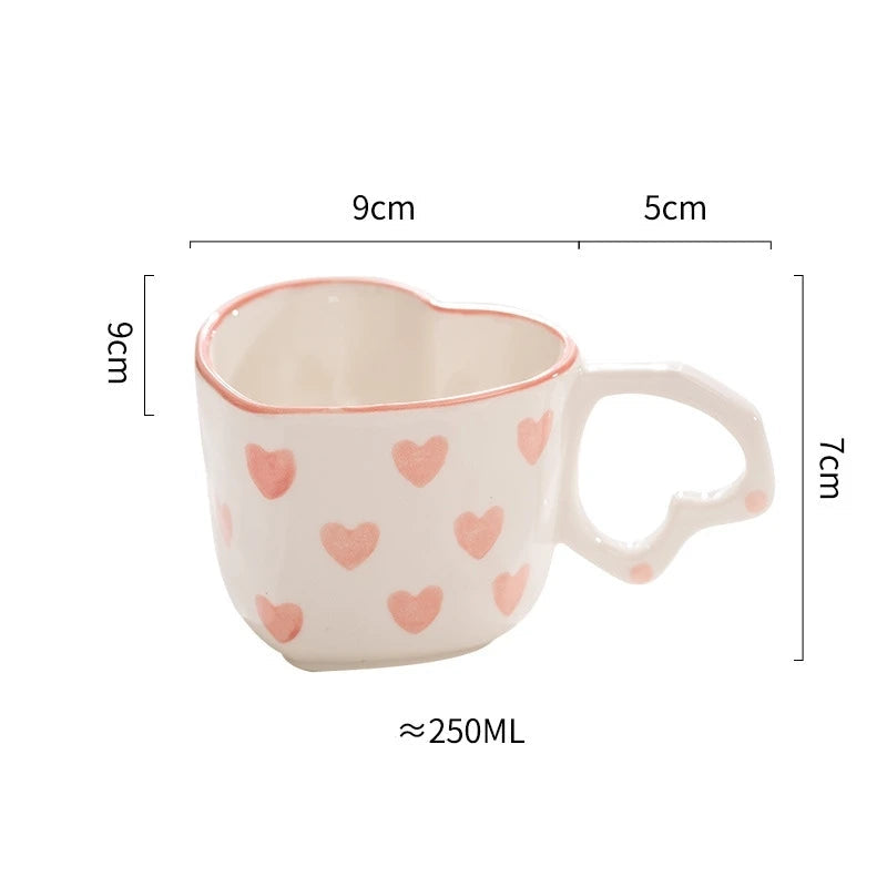 CharmingSip Heart Shaped Ceramic Coffee Cup