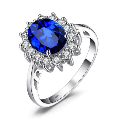 Princess Diana Style Sapphire Silver Ring