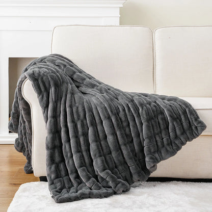 Faux Rabbit Fur Throw Blanket