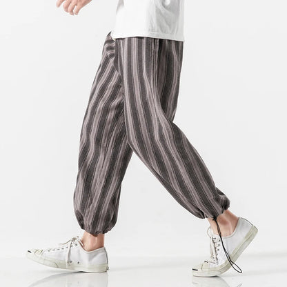 Larrs Casual Stripe Harem Pants - Loose Fit Streetwear Joggers