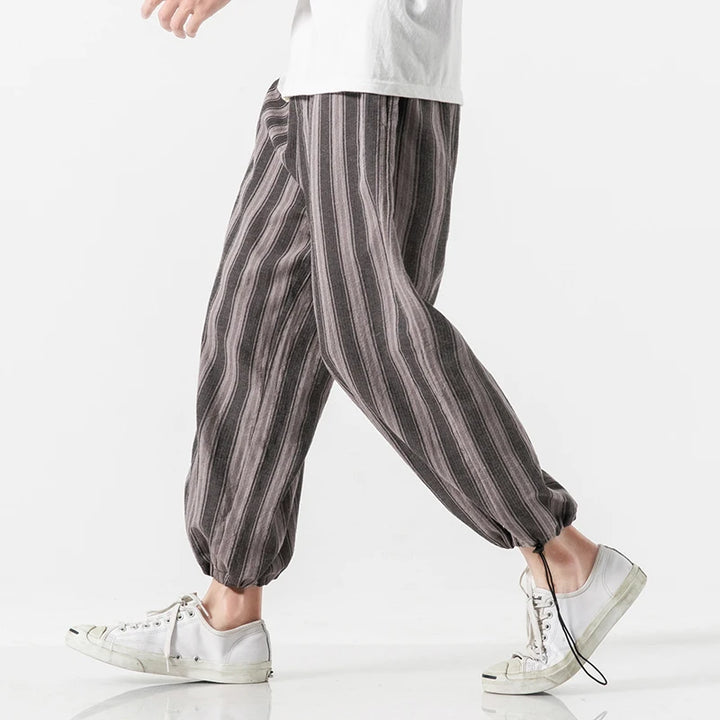 Larrs Casual Stripe Harem Pants - Loose Fit Streetwear Joggers