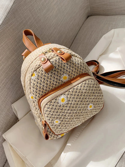 Linda Floral Embroidered Straw Bag