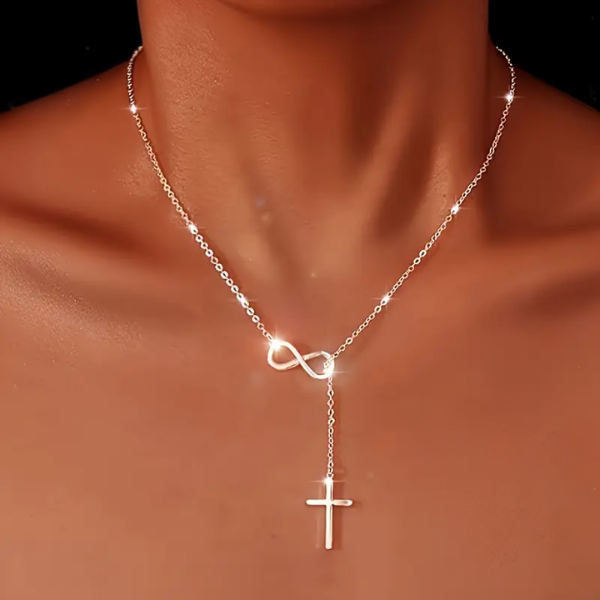 BlissKnot™ Sterling Silver Infinity Cross Necklace