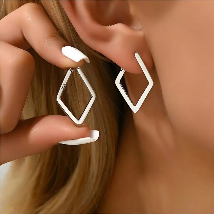 LunaLuxe™ Silver Hoop Earrings