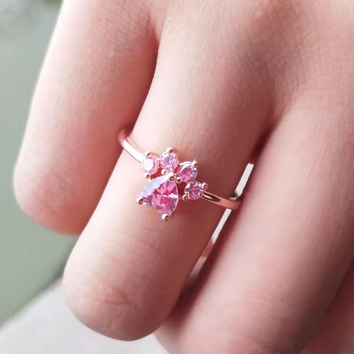 Rose Opal Feline Zircon Ring